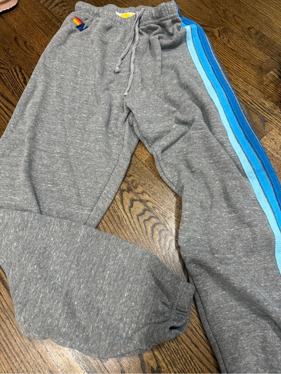 Aviator Nation Pants - Women’s aviator nation - size Samll- Gray Sweatpants with Blue Stripe